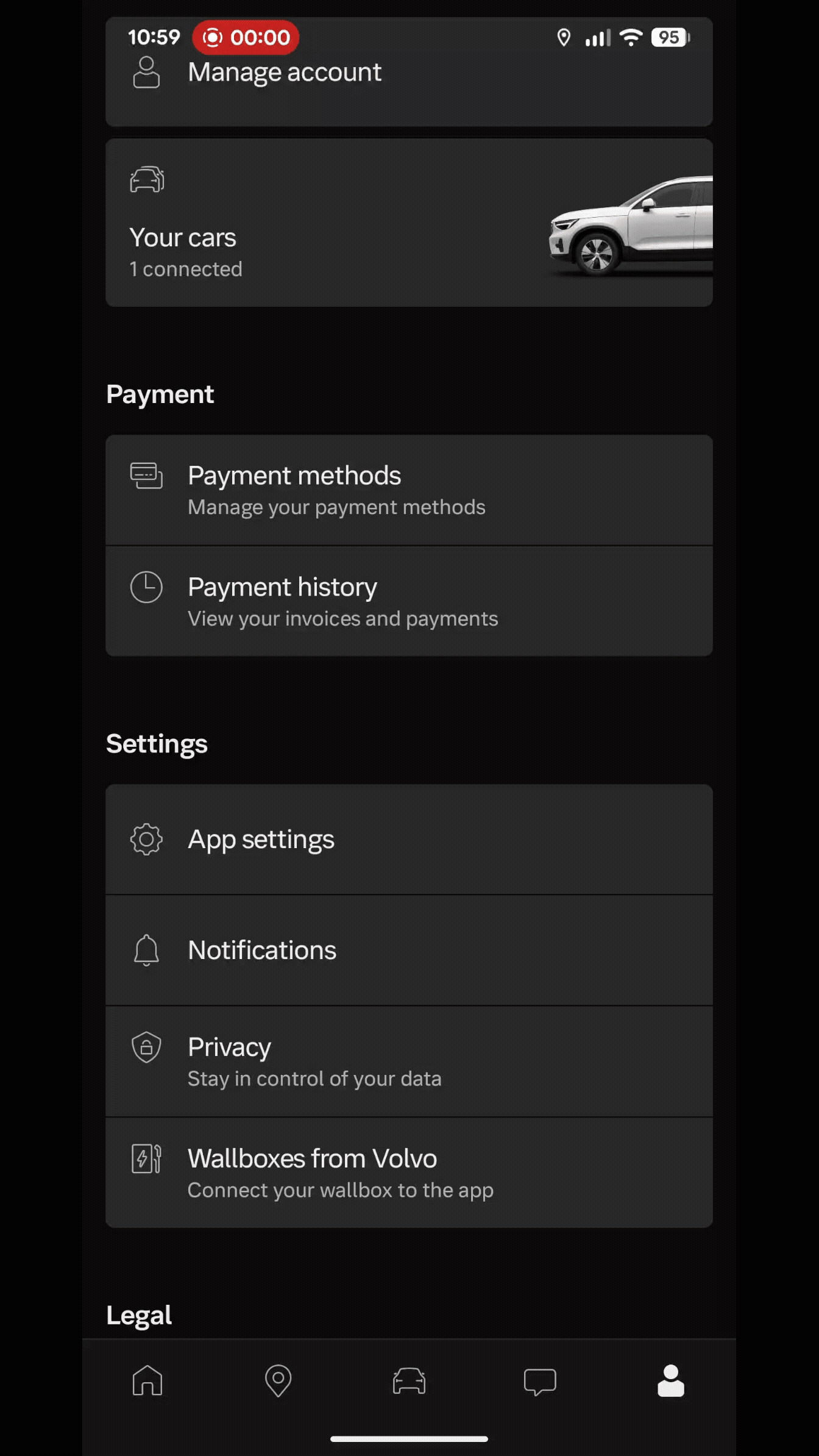 VConnect shown as 3rd party app in official Volvo Cars app